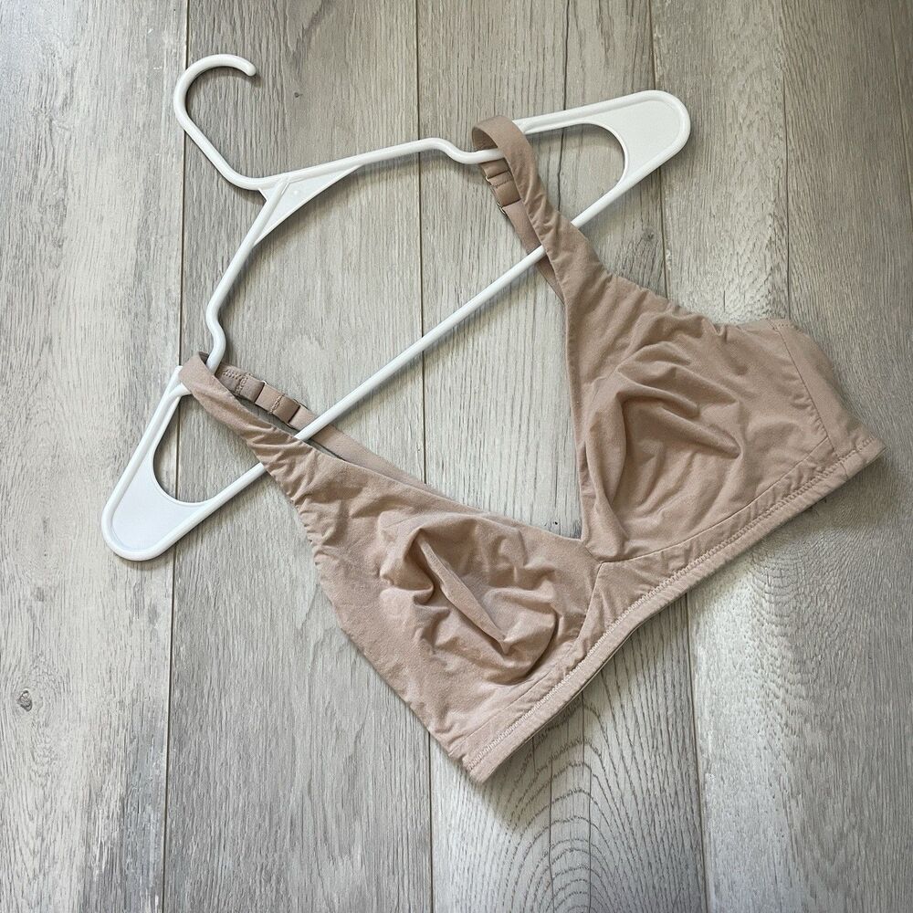CUUP Plunge Bra micromodal wireless womens Beige (small F-G cup) comfy casual
